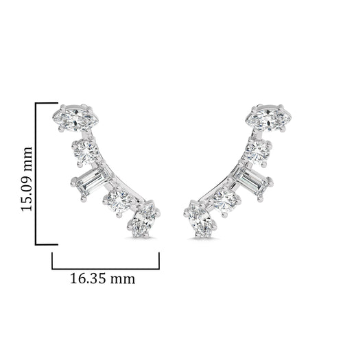 1 1/2 CT. Round,Marquise and Baguette Lab Created Diamond Crawler Earrings