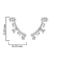 1 1/2 CT. Round,Marquise and Baguette Crawler Earrings