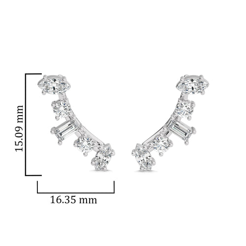 1 1/2 CT. Round,Marquise and Baguette Crawler Earrings