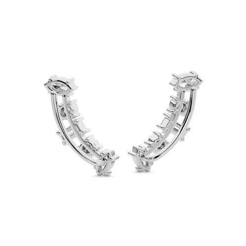 1 1/2 CT. Round,Marquise and Baguette Crawler Earrings