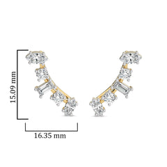 1 1/2 CT. Round,Marquise and Baguette Natural Diamond Crawler Earrings