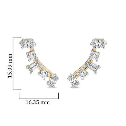 1 1/2 CT. Round,Marquise and Baguette Crawler Earrings
