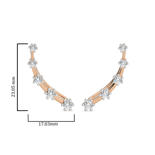 7/8 CT. Round Natural Diamond Climber Earrings