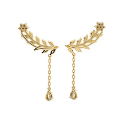 2 CT. Leafy Pear, Marquise and Round Lab Created Diamond Climber Earrings