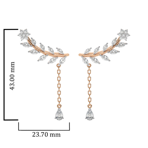 2 CT. Leafy Pear, Marquise and Round Lab Created Diamond Climber Earrings