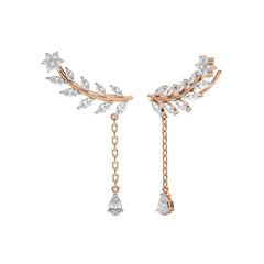 2 CT. Leafy Pear, Marquise and Round Lab Created Diamond Climber Earrings