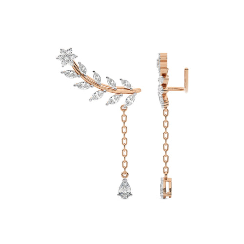 2 CT. Leafy Pear, Marquise and Round Lab Created Diamond Climber Earrings