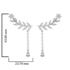 2 CT. Leafy Pear, Marquise and Round Natural Diamond Climber Earrings