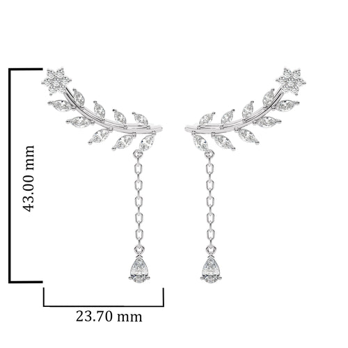 2 CT. Leafy Pear, Marquise and Round Lab Created Diamond Climber Earrings