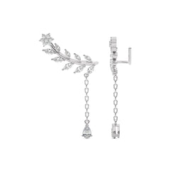 2 CT. Leafy Pear, Marquise and Round Lab Created Diamond Climber Earrings