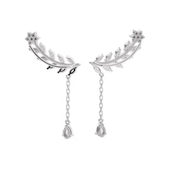 2 CT. Showering Shimmer Pear and Round Lab Created Diamond Climber Drop Earrings