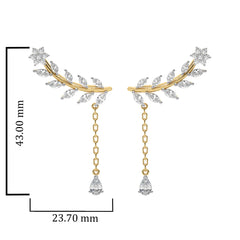 2 CT. Leafy Pear, Marquise and Round Lab Created Diamond Climber Earrings