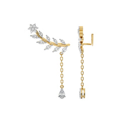 2 CT. Leafy Pear, Marquise and Round Lab Created Diamond Climber Earrings
