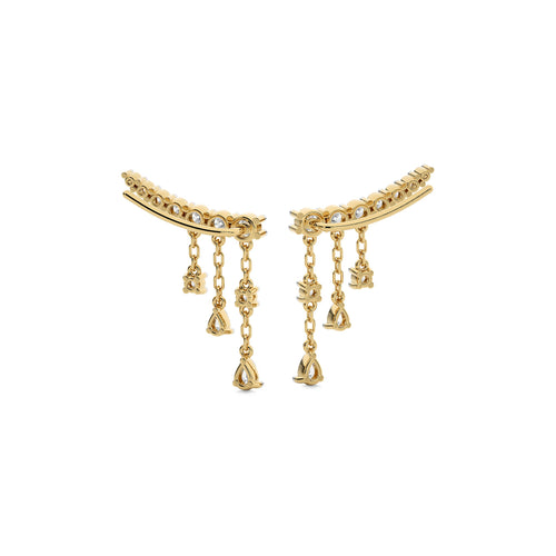2 CT. Showering Shimmer Pear and Round Lab Created Diamond Climber Drop Earrings