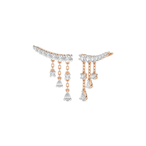 2 CT. Showering Shimmer Pear and Round Climber Drop Earrings