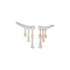 2 CT. Showering Shimmer Pear and Round Lab Created Diamond Climber Drop Earrings