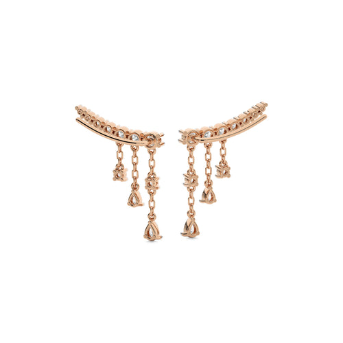 2 CT. Showering Shimmer Pear and Round Climber Drop Earrings