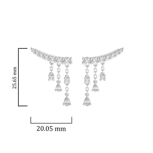 2 CT. Showering Shimmer Pear and Round Lab Created Diamond Climber Drop Earrings