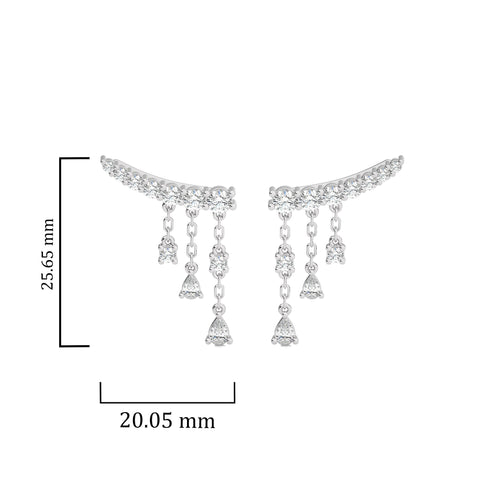 2 CT. Showering Shimmer Pear and Round Climber Drop Earrings