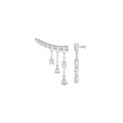 2 CT. Showering Shimmer Pear and Round Lab Created Diamond Climber Drop Earrings