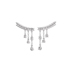 2 CT. Showering Shimmer Pear and Round Natural Diamond Climber Drop Earrings