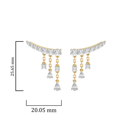 2 CT. Showering Shimmer Pear and Round Natural Diamond Climber Drop Earrings