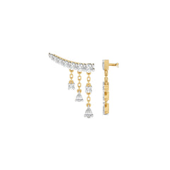 2 CT. Showering Shimmer Pear and Round Lab Created Diamond Climber Drop Earrings