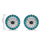 3/4 CT. Round Natural Black and Blue Treated Diamond Earrings