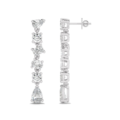 2 CT. Multiple shape Natural Diamond Dangling Drop Earrings