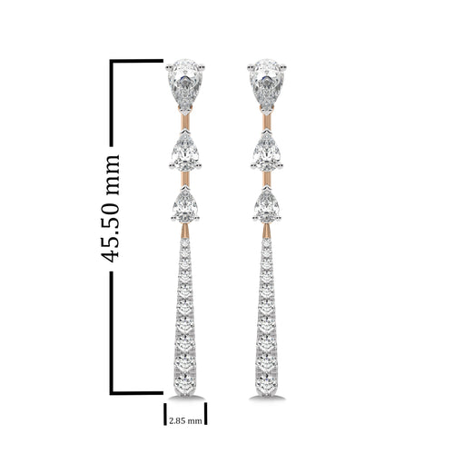 2 CT. Pear and Round Lab Created Diamond Dangle Earrings