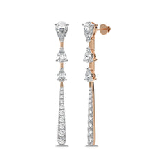 2 CT. Pear and Round Lab Created Diamond Dangle Earrings