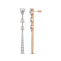 2 CT. Pear and Round Lab Created Diamond Dangle Earrings