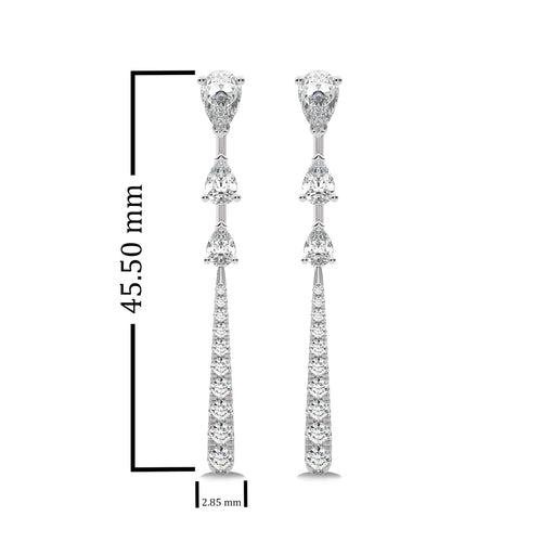 2 CT. Pear and Round Lab Created Diamond Dangle Earrings