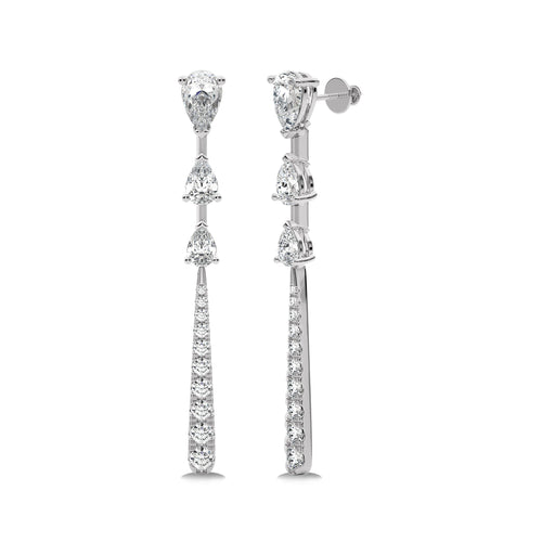 2 CT. Pear and Round Lab Created Diamond Dangle Earrings