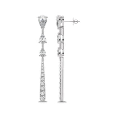2 CT. Pear and Round Lab Created Diamond Dangle Earrings