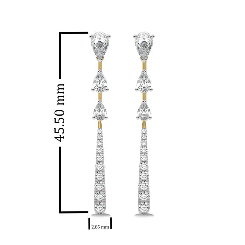 2 CT. Pear and Round Lab Created Diamond Dangle Earrings