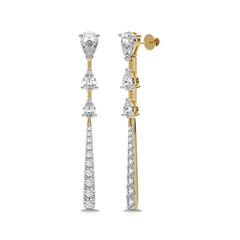 2 CT. Pear and Round Natural Diamond Dangle Earrings