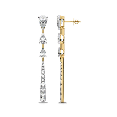 2 CT. Pear and Round Lab Created Diamond Dangle Earrings