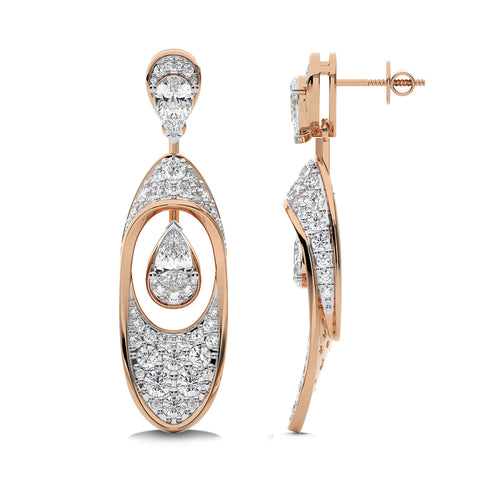 4 CT.Pear and Round Natural Diamond Fashion Earrings