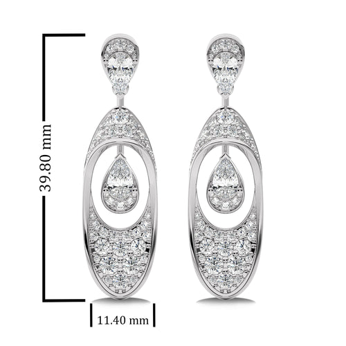 4 CT.Pear and Round Lab Created Diamond Fashion Earrings