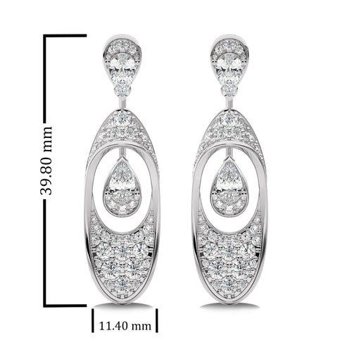 4 CT.Pear and Round Natural Diamond Fashion Earrings