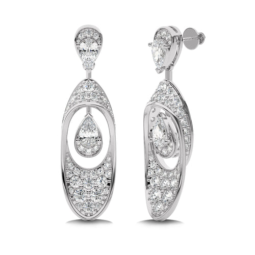 4 CT.Pear and Round Natural Diamond Fashion Earrings