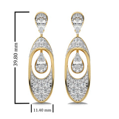 4 CT.Pear and Round Natural Diamond Fashion Earrings