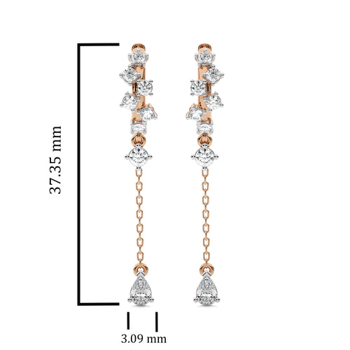 3/4 CT.Round and Pear Lab Created Diamond Drop Dangle Hoop Earrings