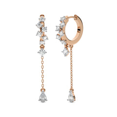 3/4 CT.Round and Pear Lab Created Diamond Drop Dangle Hoop Earrings