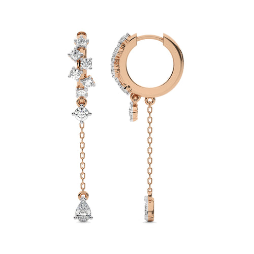 3/4 CT.Round and Pear Lab Created Diamond Drop Dangle Hoop Earrings