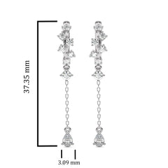 3/4 CT.Round and Pear Natural Diamond Dangle Drop Hoop Earrings