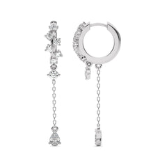 3/4 CT.Round and Pear Lab Created Diamond Drop Dangle Hoop Earrings