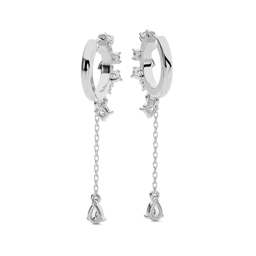 3/4 CT.Round and Pear Lab Created Diamond Drop Dangle Hoop Earrings
