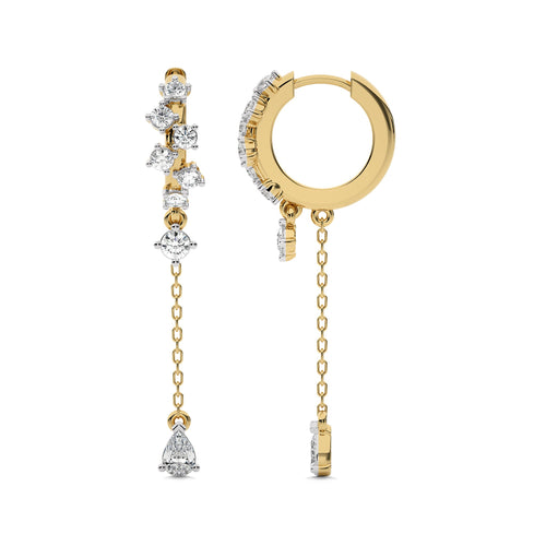 3/4 CT.Round and Pear Lab Created Diamond Drop Dangle Hoop Earrings